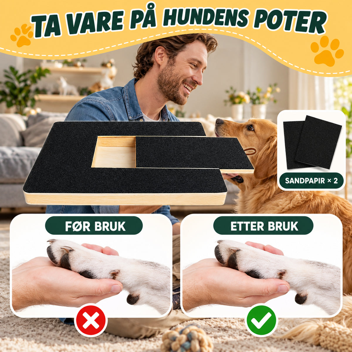 Morsomt klobrett til hund for neglestell med godbitluke