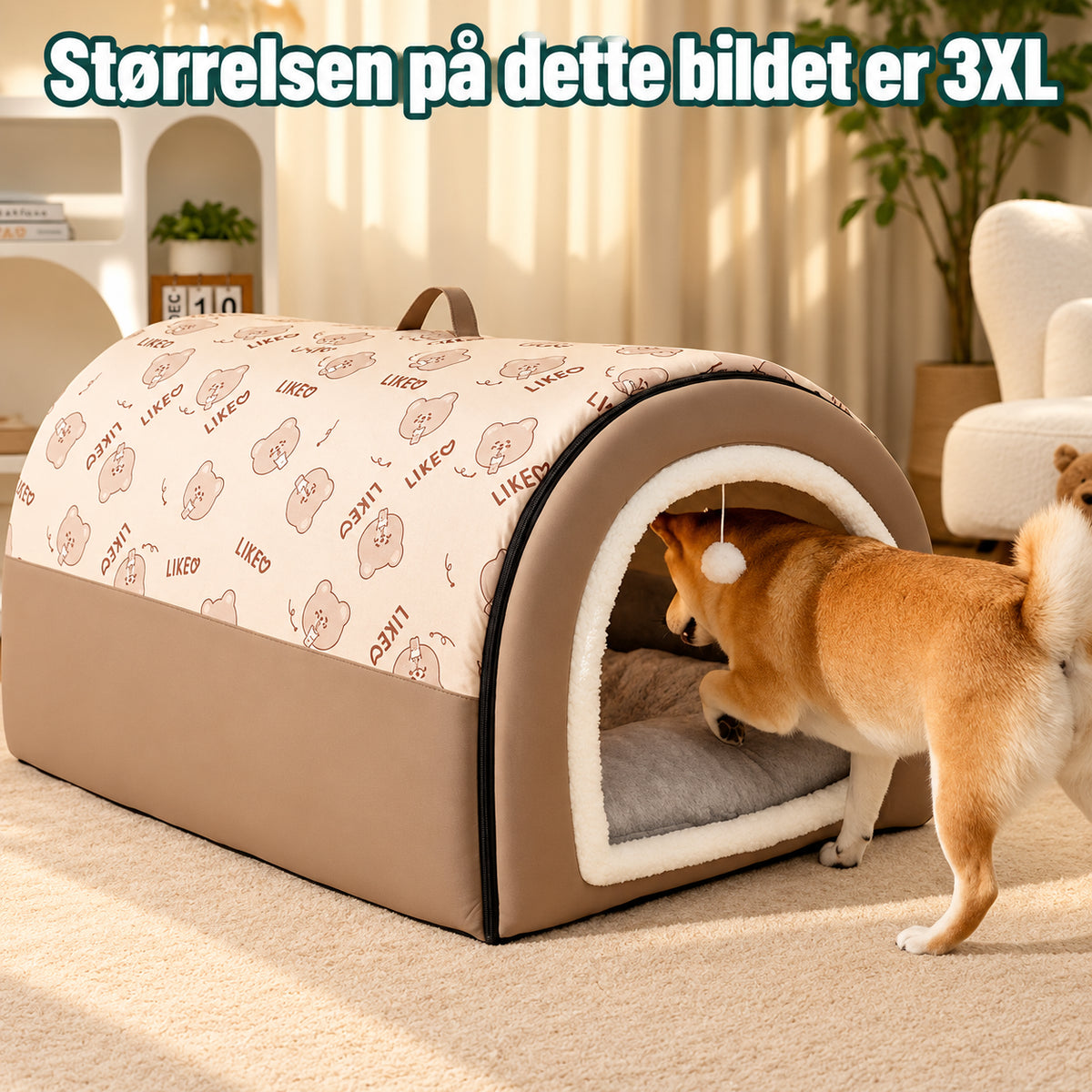 Lun huleseng til katt og hund for trygg hvile med lekeball