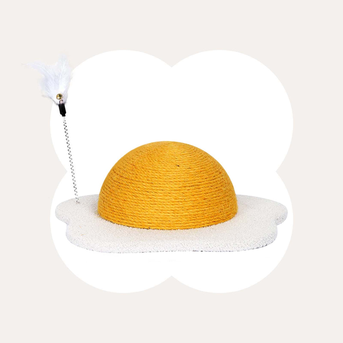 Eggformet klorebrett for katter med sisal og fjærleke