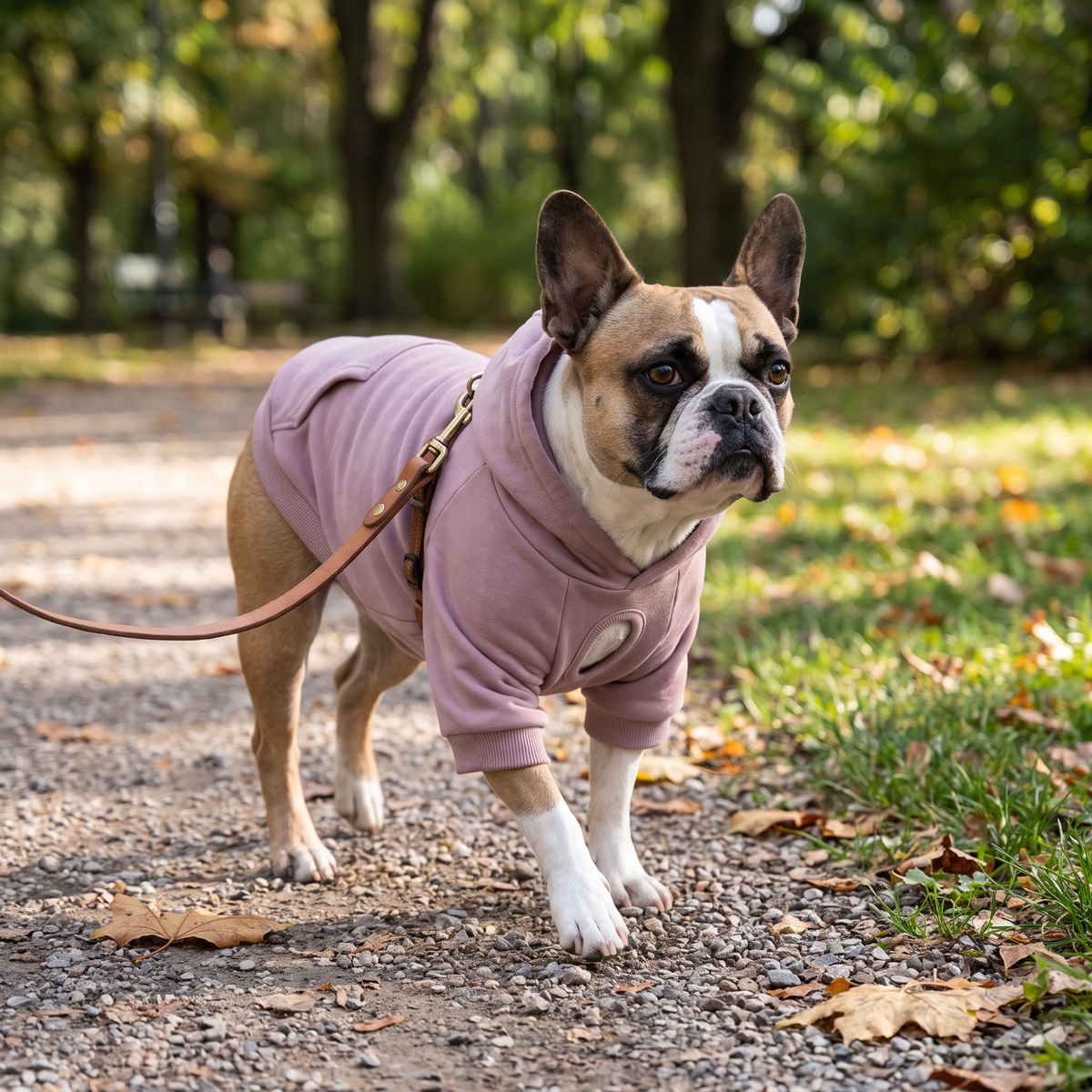 Myk hettegenser til hund - Lilla gråbrun