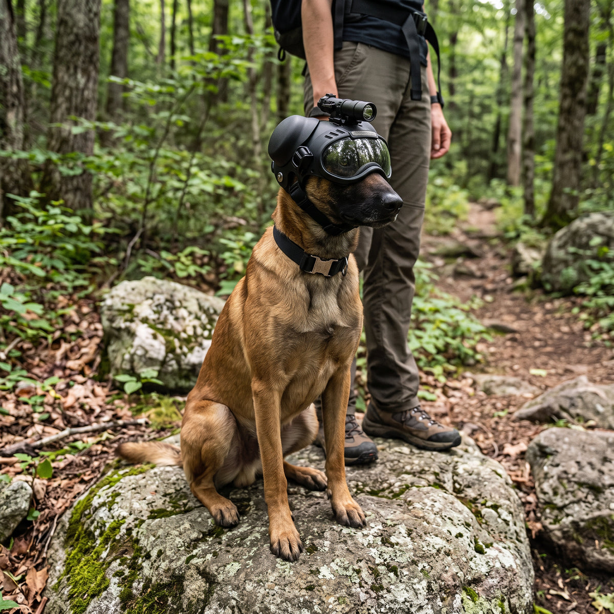 Taktisk hjelm til hund – livsstilsbilde med kjæledyr