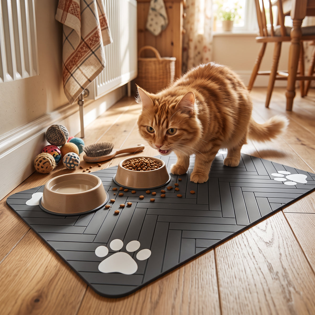 Vanntett matmatte for ren spiseplass med sklisikker bunn – Svart, 40 × 60 cm