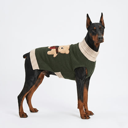 Koselig julegenser til hund for vinterturer med bamsemotiv