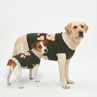 Koselig julegenser til hund for vinterturer med bamsemotiv