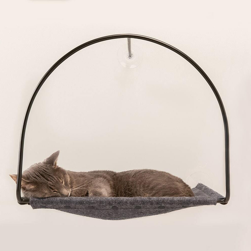 Stødig vindushengekøye for kattens utkikk med sugekopper