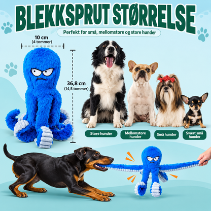 Slitesterk blekksprutleke til hund for dragkamp med pipelyd