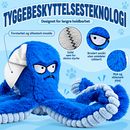 Slitesterk blekksprutleke til hund for dragkamp med pipelyd