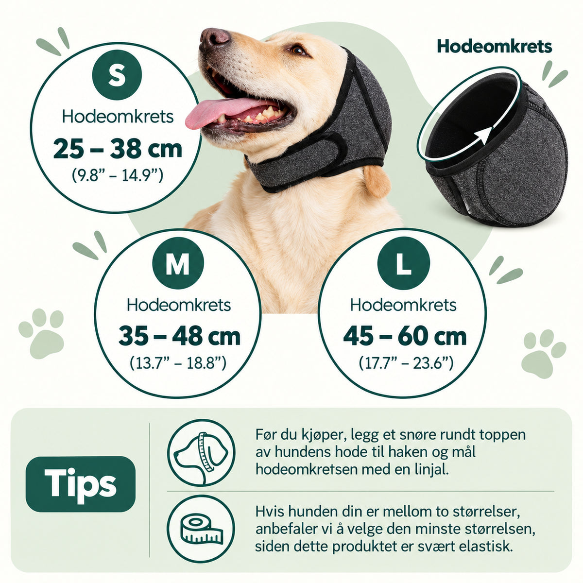Myk ørehette til hund for bad og stell med lyddemping