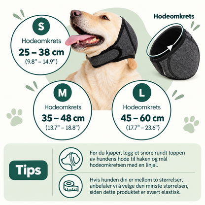 Myk ørehette til hund for bad og stell med lyddemping