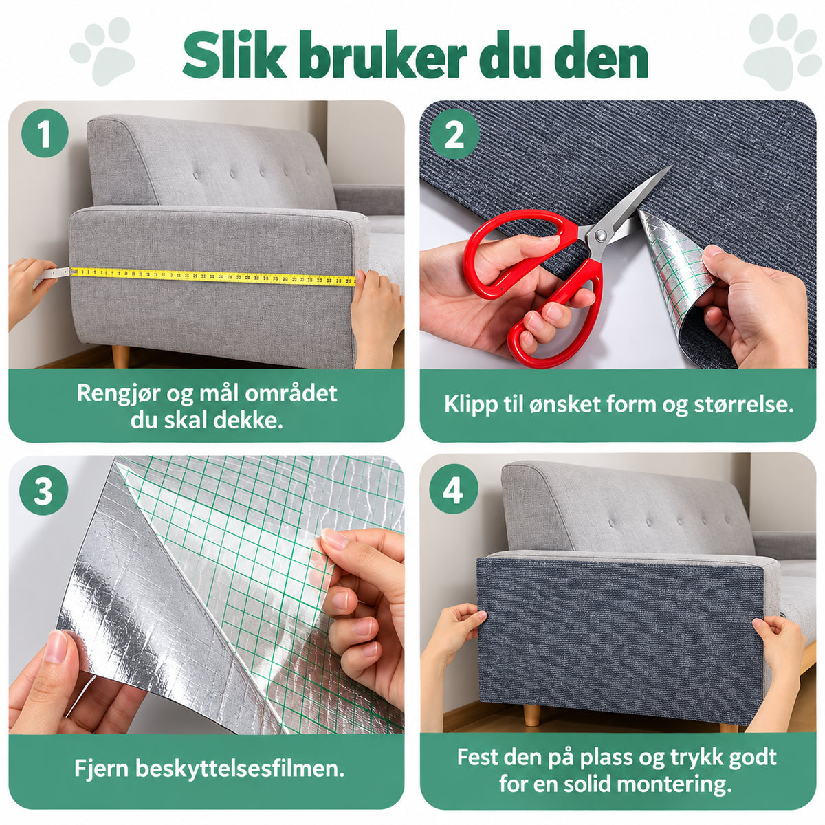 Selvklebende klorematte til katt for vegg med klippbar form