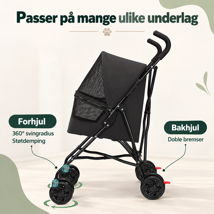 Sammenleggbar dyrevogn for små hunder og katter med netting