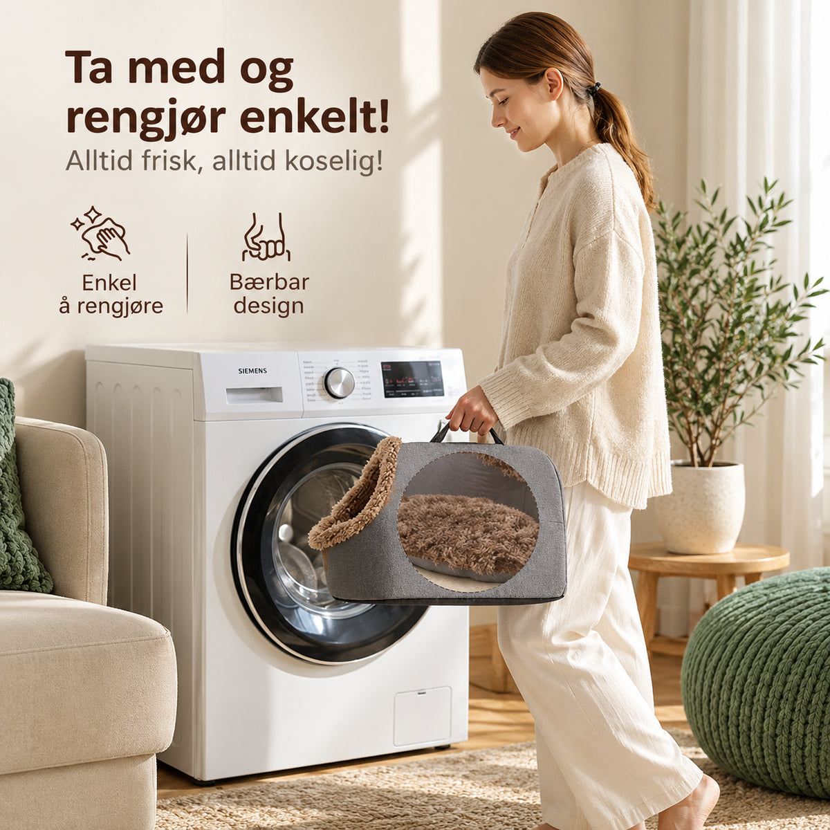 Lun hulseng for katter og små hunder med avtakbar pute