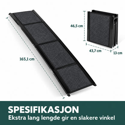 Lett hunderampe for bil og SUV med sklisikkert teppe