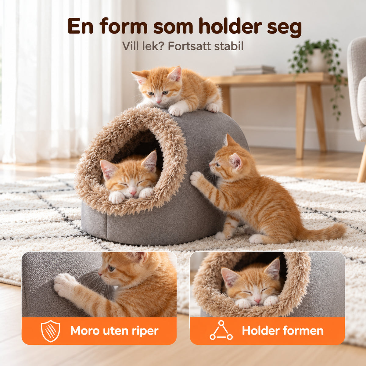 Lun hulseng for katter og små hunder med avtakbar pute