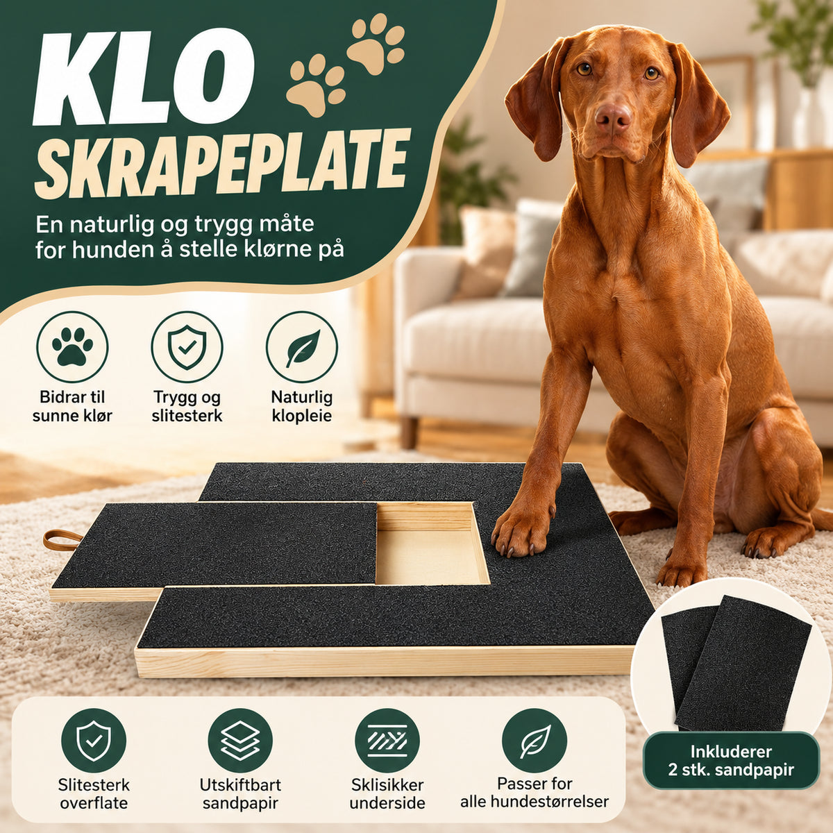 Morsomt klobrett til hund for neglestell med godbitluke