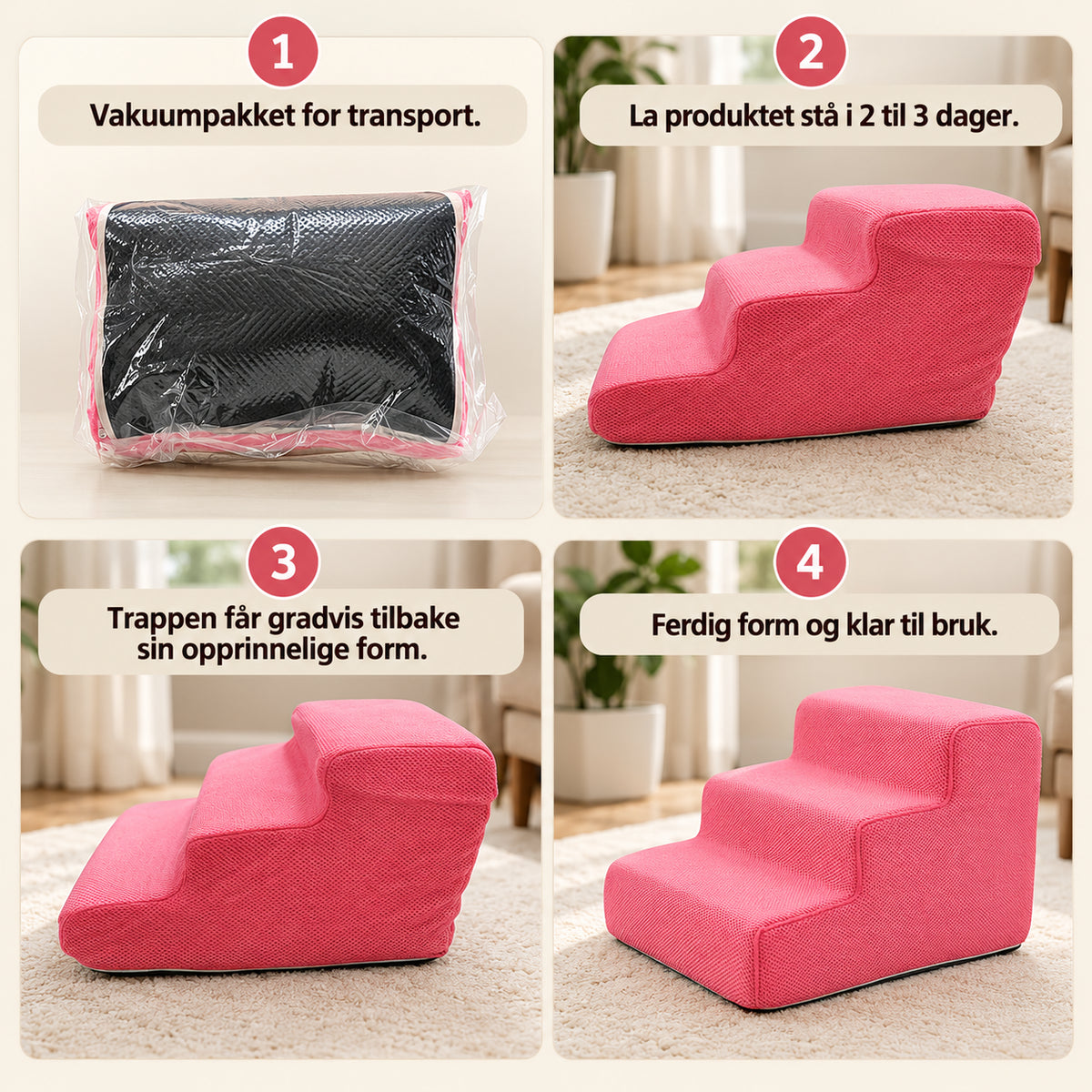 Myk hundetrapp for sofa og seng med sklisikker bunn