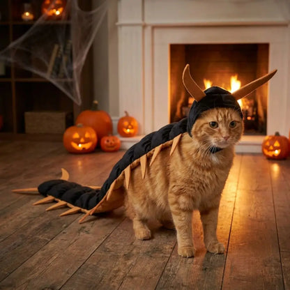 Søtt tusenbeinkostyme til katt for halloween med antenner