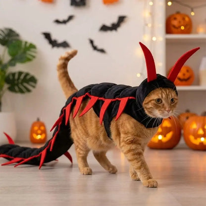 Søtt tusenbeinkostyme til katt for halloween med antenner
