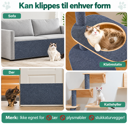 Selvklebende klorematte til katt for vegg med klippbar form
