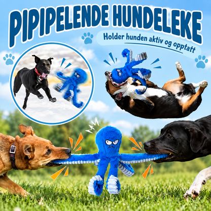 Slitesterk blekksprutleke til hund for dragkamp med pipelyd
