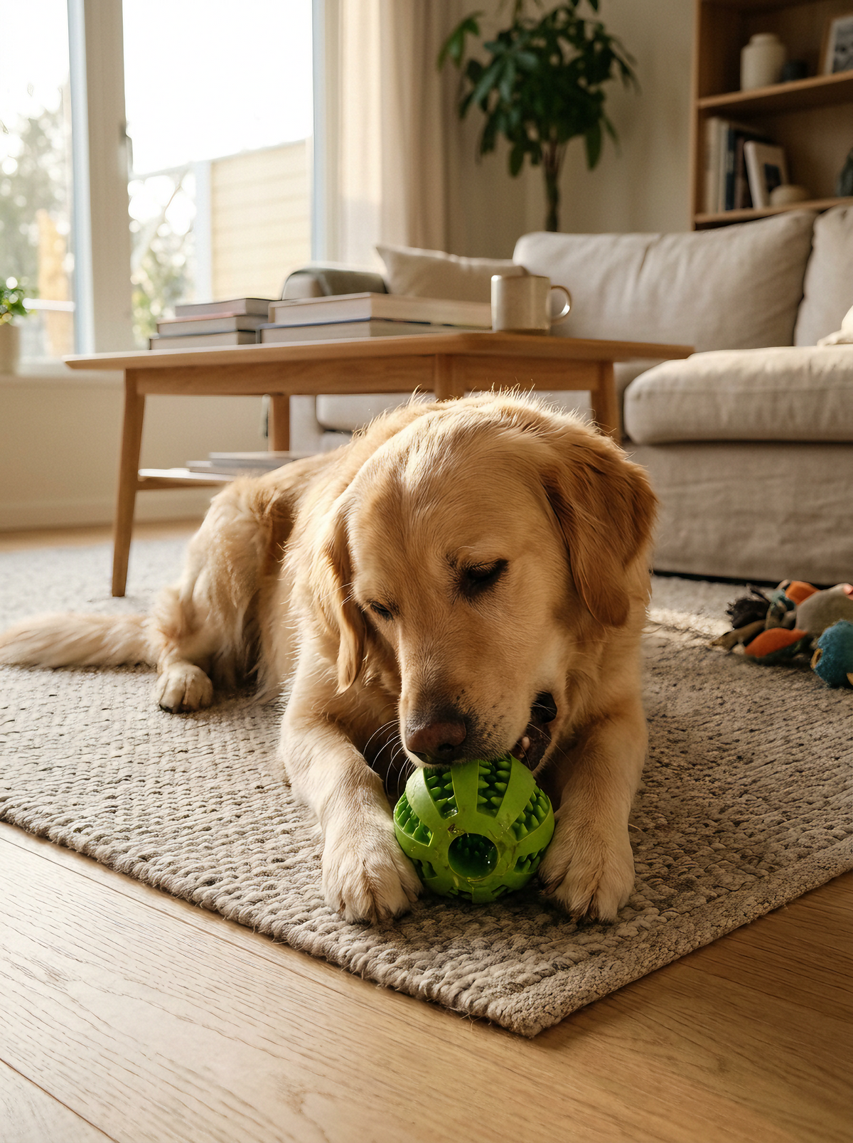 Hund som tygger pa Tannrensende Tyggeball