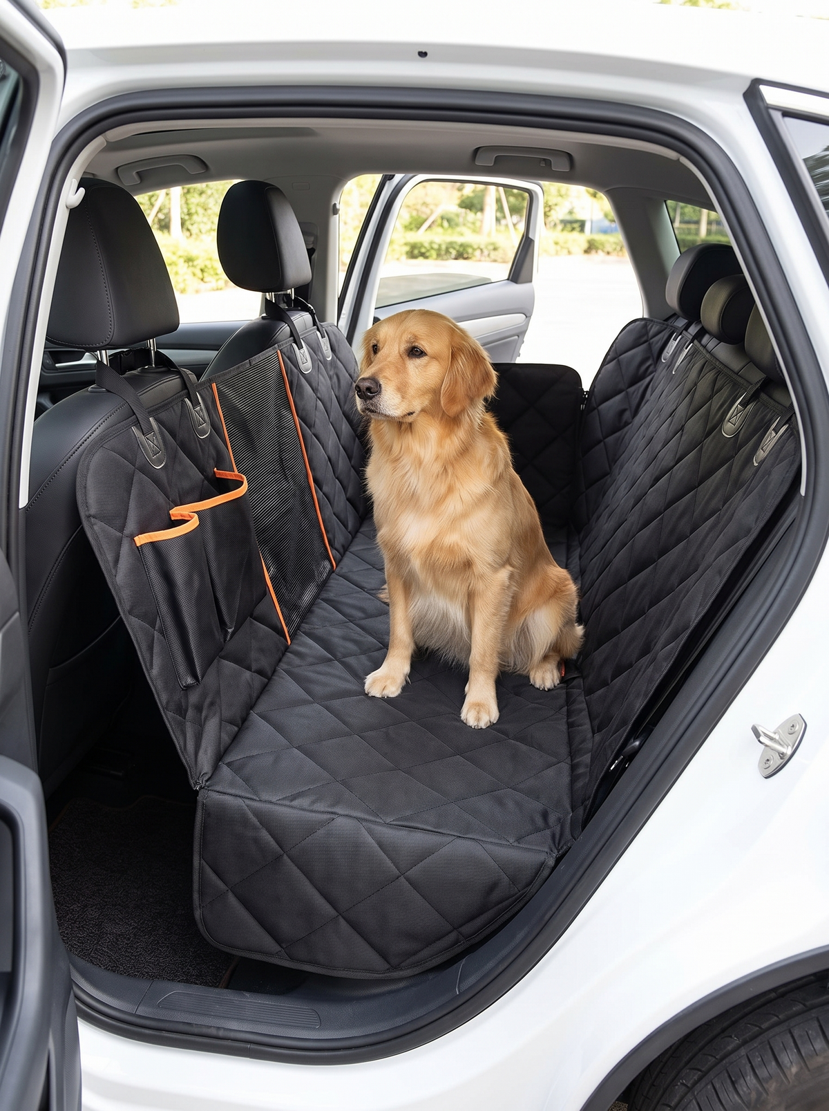 Baksetetrekk for hund montert i bilen