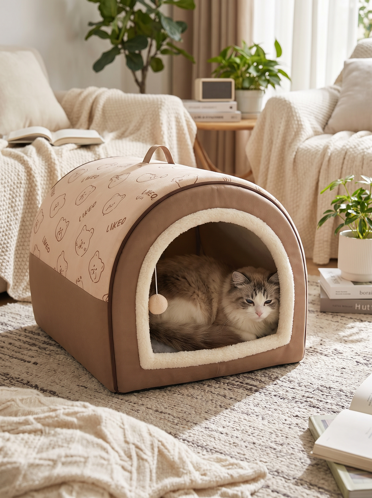 Huleseng til katt og hund, i bruk