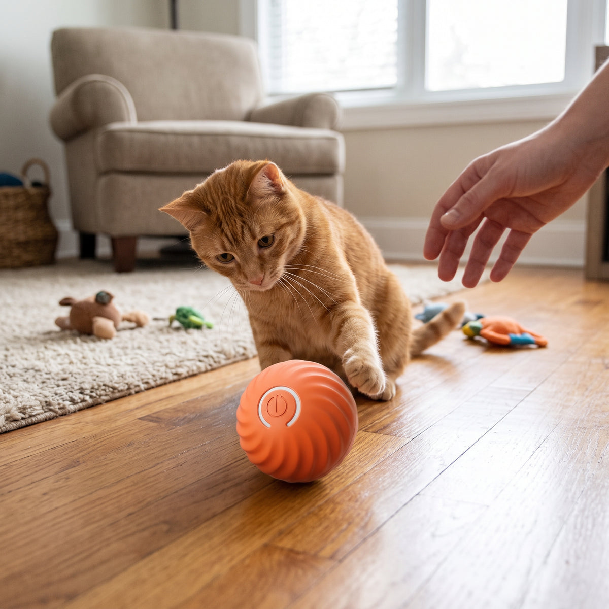 Automatisk lekeball til hund – oransje