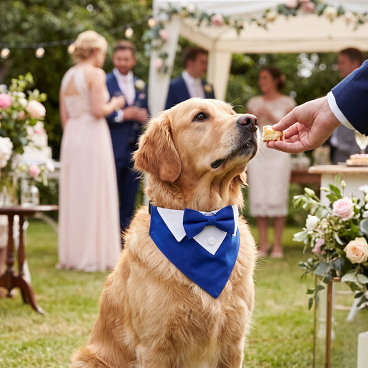 Elegant hundesløyfe for fest og bilder med justerbar lengde – Blå og hvit