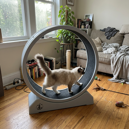 Stort treningshjul til katt – lysegrå