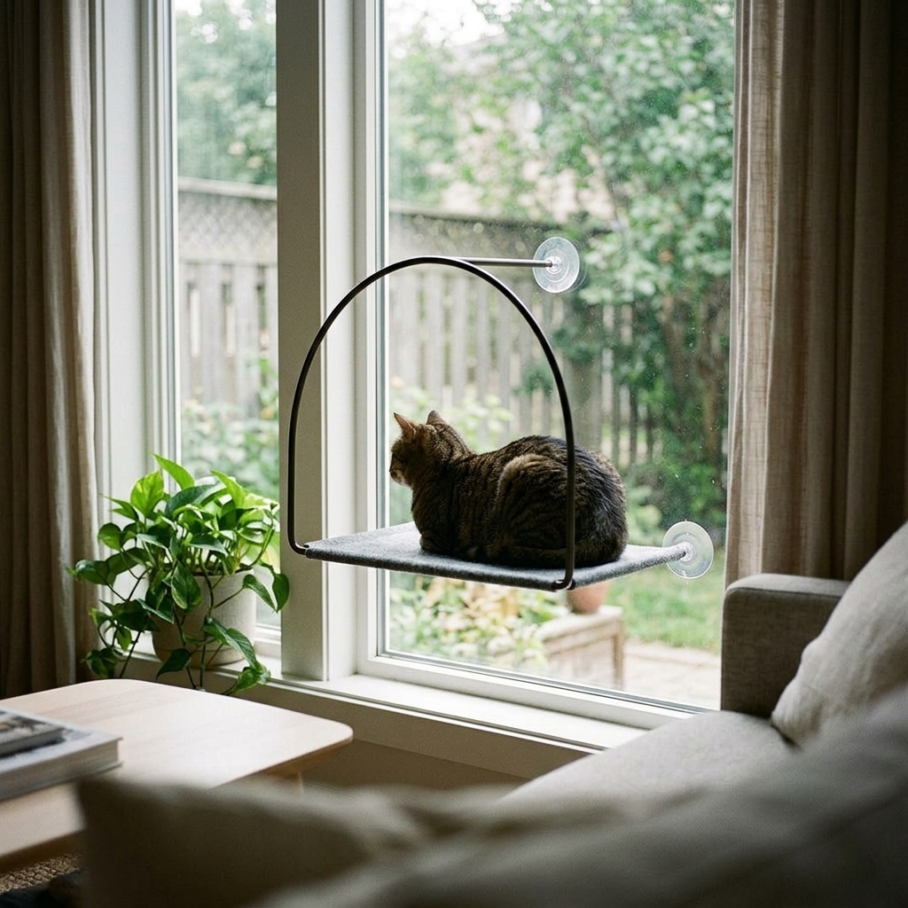 Vindushengekøye for katt – uten pledd