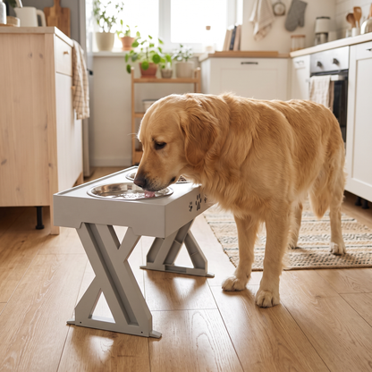 Justerbar hevet matskål for hund – grå
