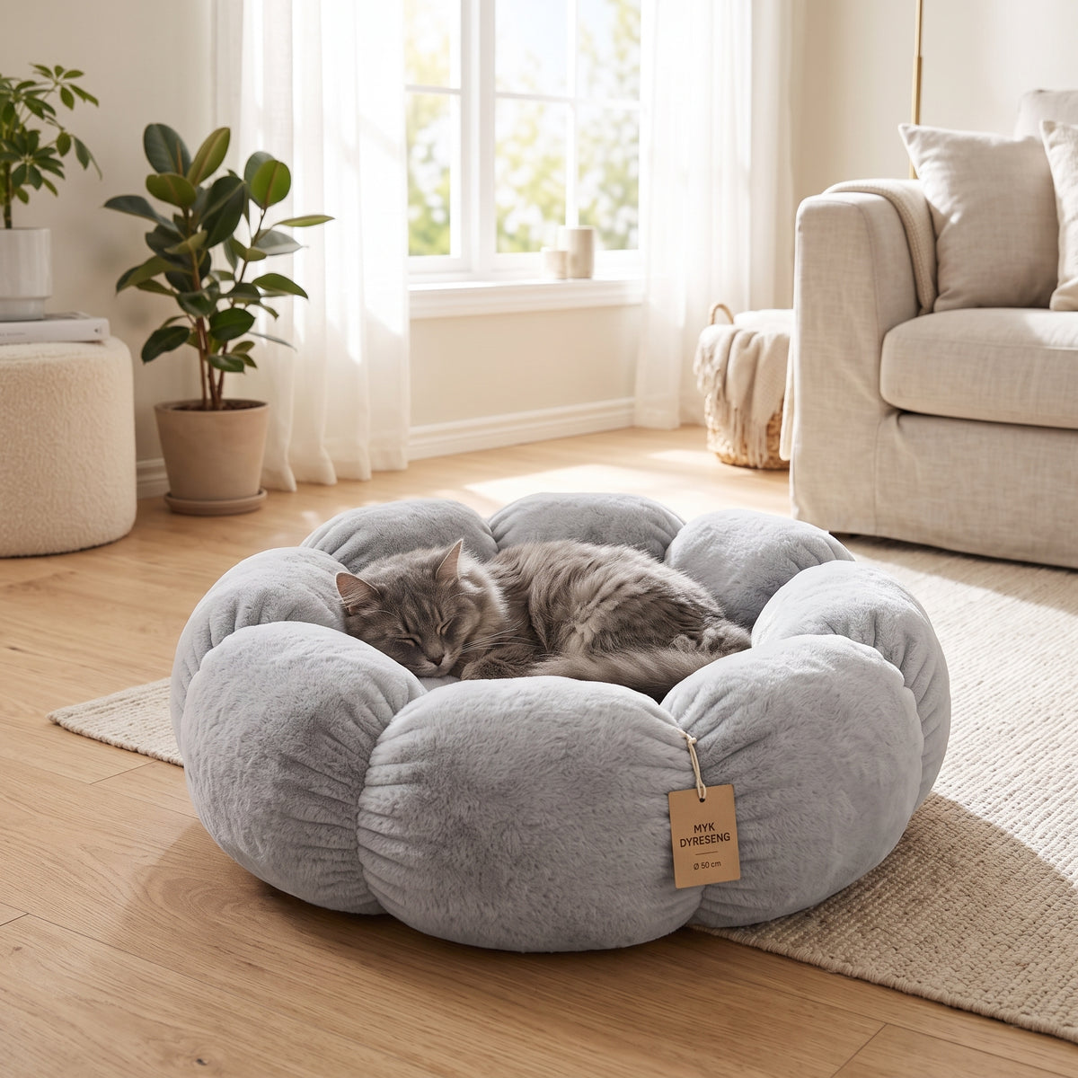 Blomsterseng for katter og små hunder – Grå