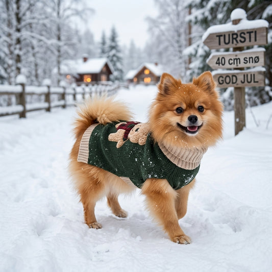 Koselig julegenser til hund med bamsemotiv