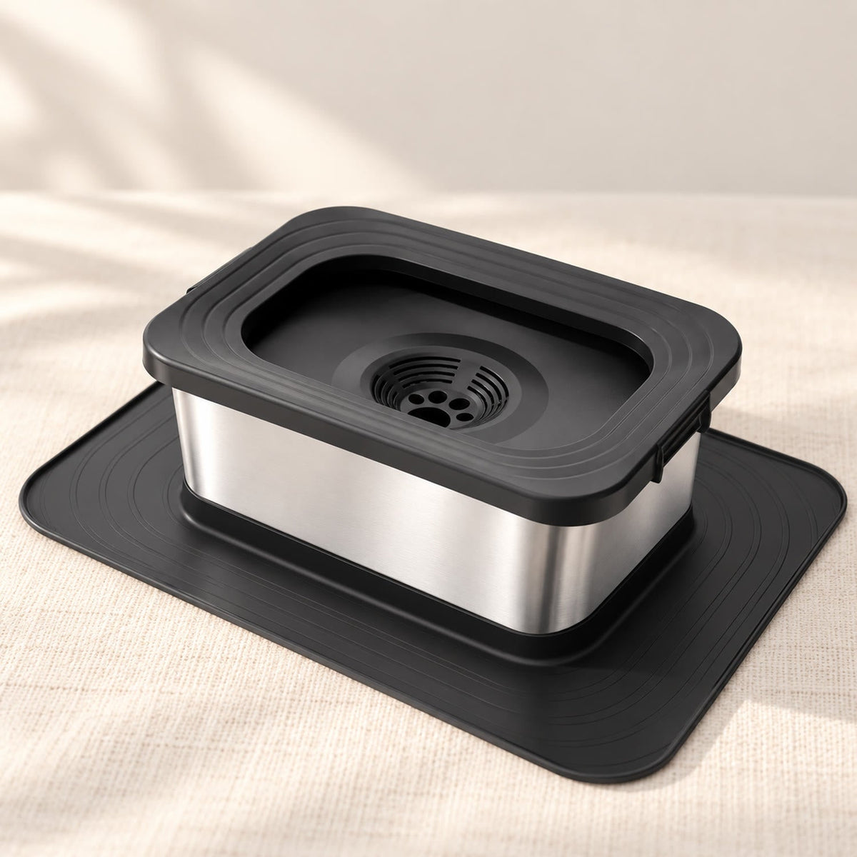 Sølefri vannskål for store hunder med flytende plate